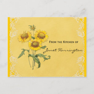 Cartes de recettes de tournesols jaunes