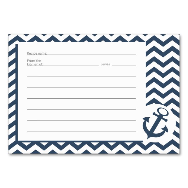 Cartes de recettes du Motif de zag nautique (Devant)