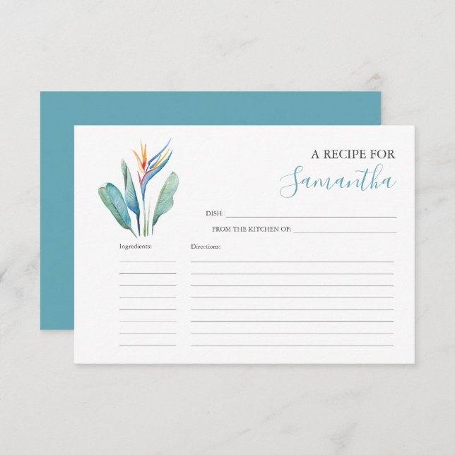 Cartes de recettes imprimables Fleurs aquarelles (Devant / Derrière)