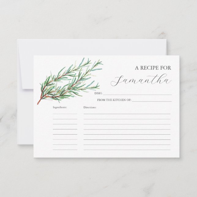 Cartes de recettes imprimables Rosemaire aquarelle (Devant)