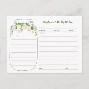 Cartes de recettes Mason Jar à fleurs blanches