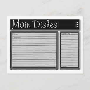 Cartes de recettes personnalisées en noir et blanc