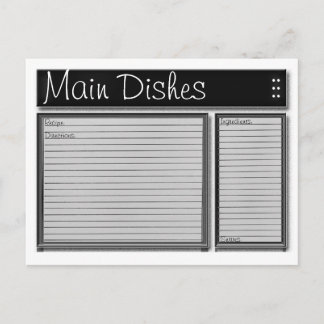 Cartes de recettes personnalisées en noir et blanc