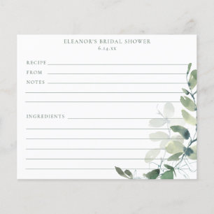 Cartes de recettes pour Baby Shower au eucalyptus