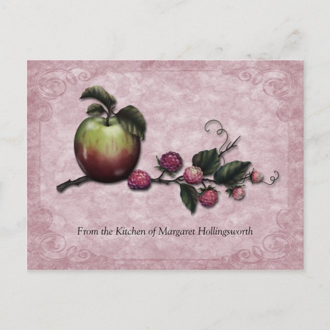 Cartes de recettes pour pommes et framboises (Devant)