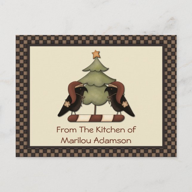 Cartes de recettes Primitive Christmas Crows Crows (Devant)