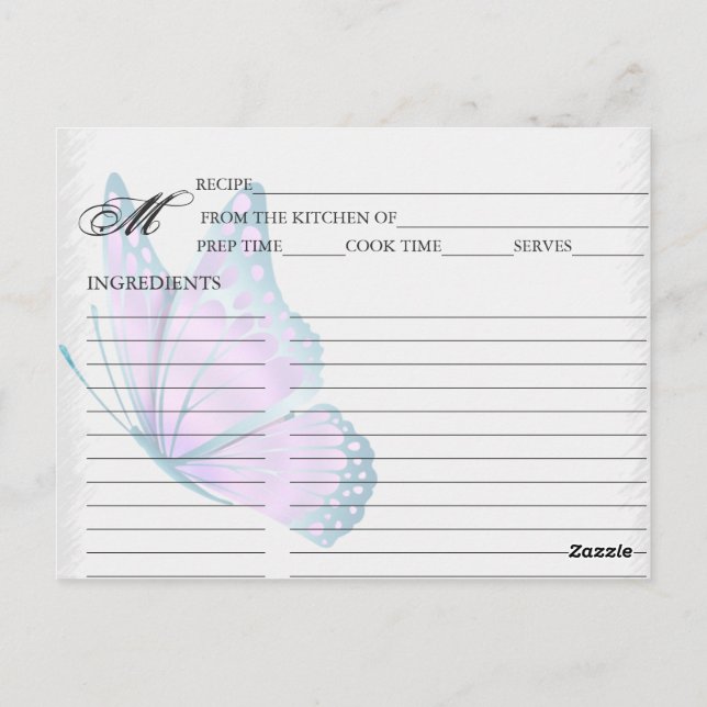 Cartes de recettes simples Turquoise et Mauve papi (Dos)