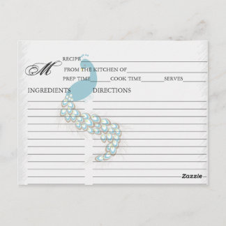 Cartes de recettes Turquoise simple Peacock bleu