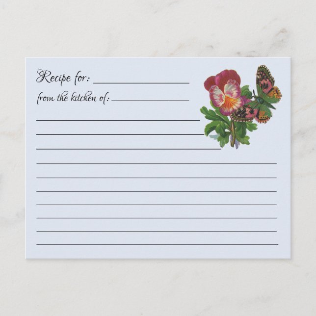 Cartes de recettes vierges : Carte postale papillo (Devant)