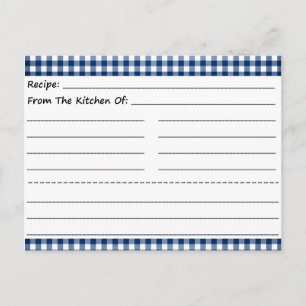 Cartes de recettes vierges : En vichy rêves