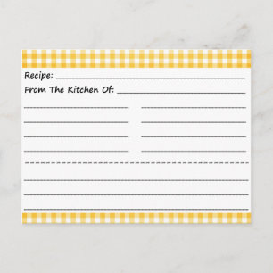Cartes de recettes vierges : En vichy rêves