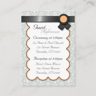 Cartes de référence pour les invités Orange & Grey
