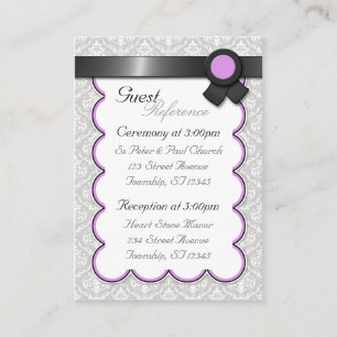 Cartes de référence pour les visiteurs de Mariage