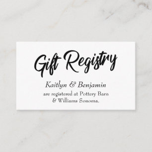 Cartes de Registre Cadeau mariage avec Script d'éc
