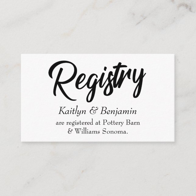 Cartes de Registre mariages avec script d'écriture (Devant)