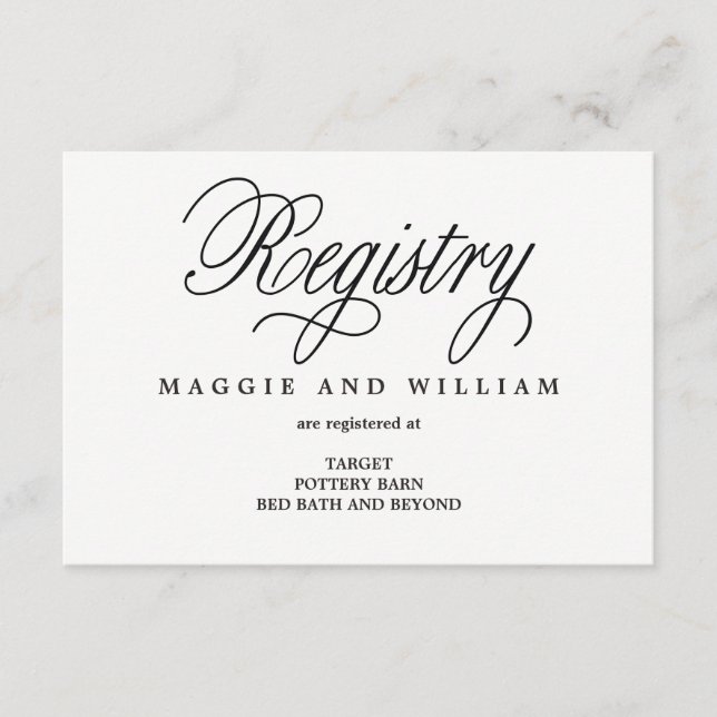 Cartes de Registre - Script élégant (Devant)