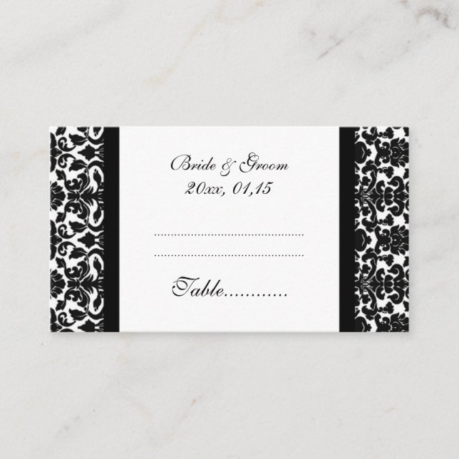 Cartes de réglage de la place de table Black Maria (Devant)