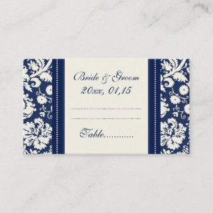 Cartes de réglage de la table Blue Mariage damassé