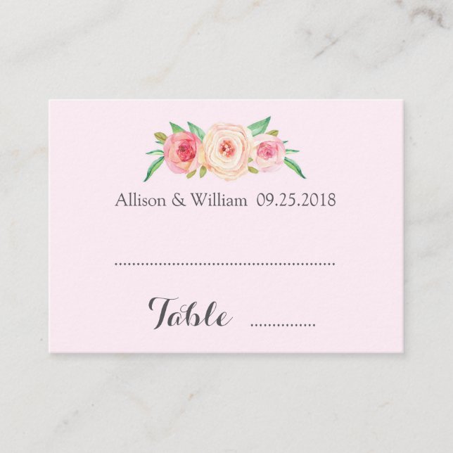 Cartes de réglage de l'emplacement floral rose (Devant)