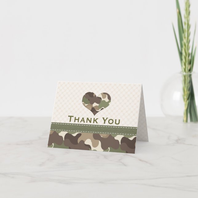 Cartes de remerciement à motif camouflage cœur (Devant)