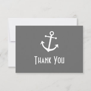 Cartes de remerciement avec ancre de bateau (Gris)