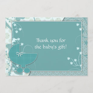 Cartes de remerciement Baby Shower Turquoise Pouss