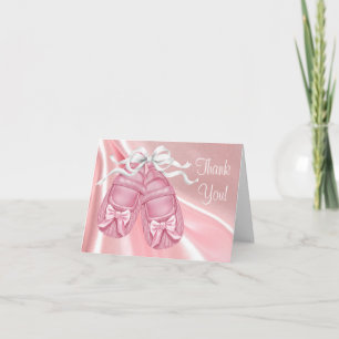 Cartes de remerciement bébé fille en satin rose