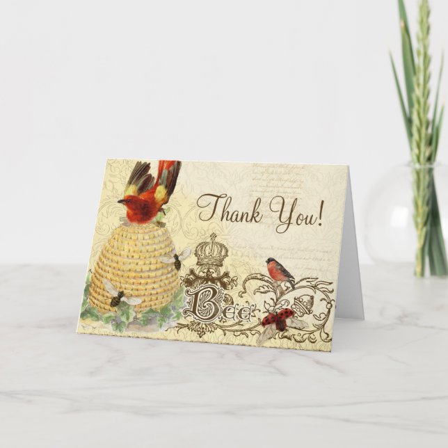 Cartes de remerciement Bee Happy Vintage (Devant)