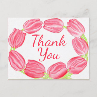 Cartes de remerciement ~ Bordure de Tulipes Rouges