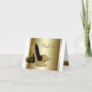 Cartes de remerciement chaussure à talon haut or e