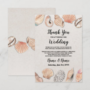 Cartes de remerciement Coquillages Mariage sur la