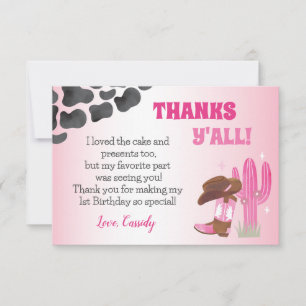 Cartes de remerciement Cowgirl Rodeo Western 1er a