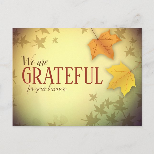 Cartes de remerciement d'affaires de Thanksgiving  (Devant)