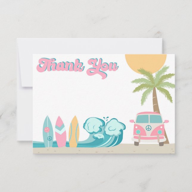 Cartes de remerciement d'anniversaire Girl Surf's  (Devant)