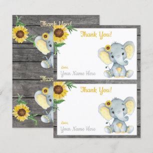 Cartes de remerciement de deux par page Éléphant F
