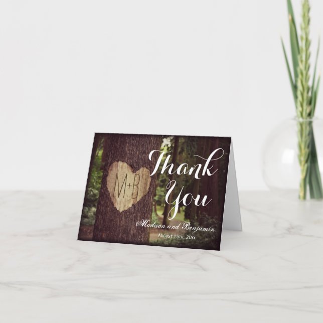 Cartes de remerciement de mariage Arbre rustique à (Devant)