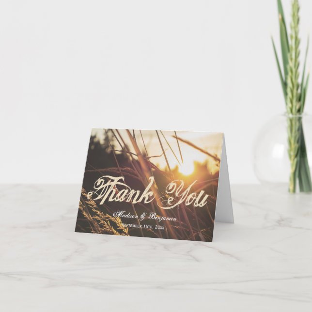 Cartes de remerciement de mariage Automne Crépuscu (Devant)