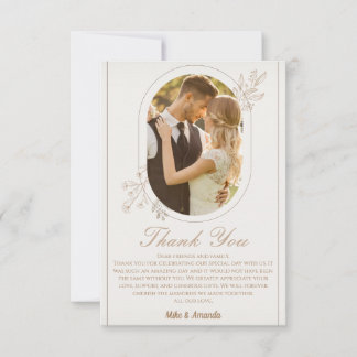 Cartes de remerciement de mariage avec photo et éc