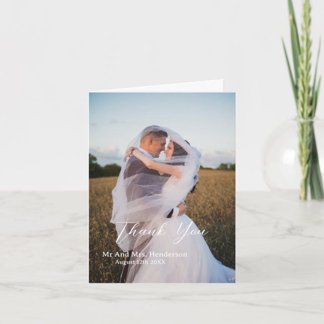 Cartes de remerciement de mariage avec photo perso (Devant)