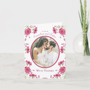 Cartes de remerciement de mariage avec rose rose v