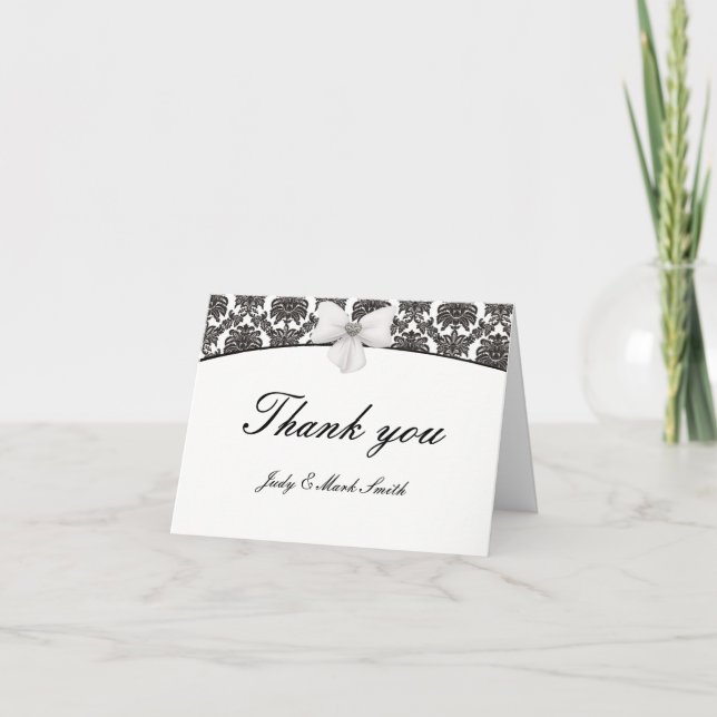 Cartes de remerciement de mariage Damask Elegance (Devant)