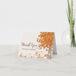 Cartes de remerciement de mariage d'automne avec i
