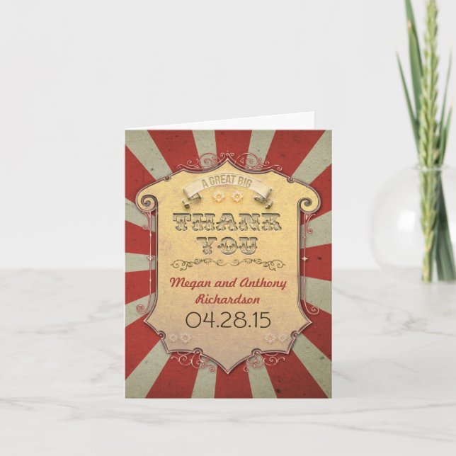 Cartes de remerciement de mariage de Carnaval (Devant)