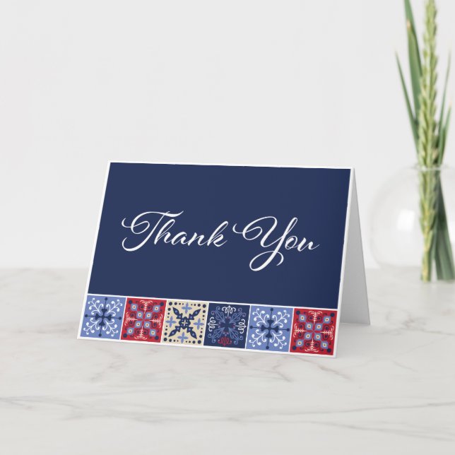 Cartes de remerciement de mariage en carreaux de T (Devant)