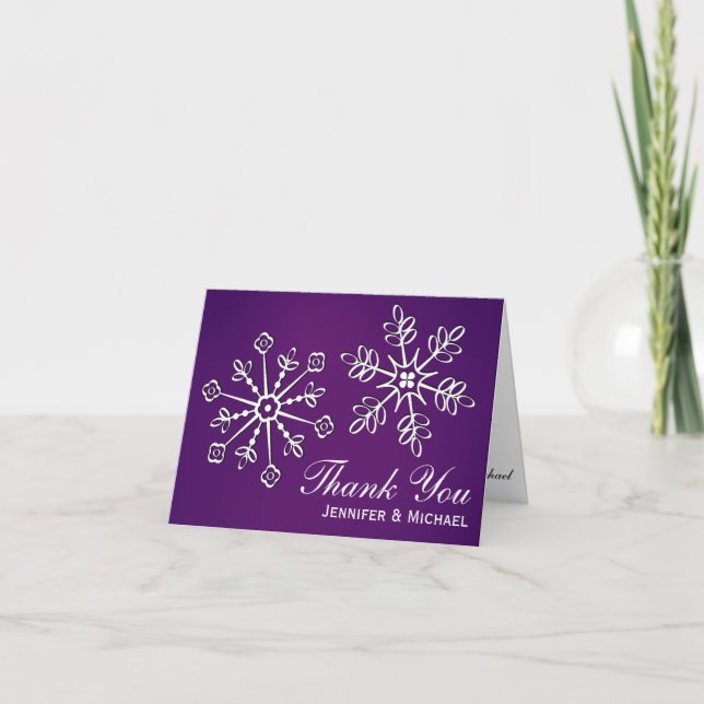 Cartes de remerciement de mariage Flocon de neige  (Devant)