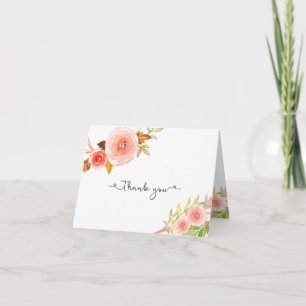 Cartes de remerciement de mariage Floral rose pour