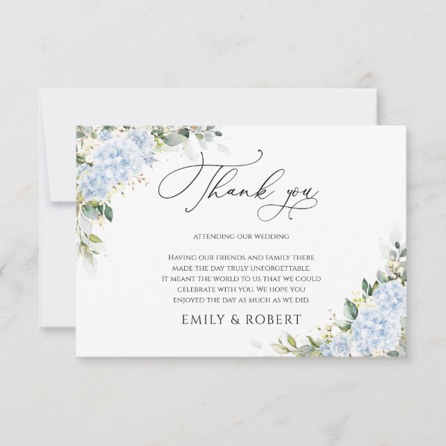 Cartes de remerciement de mariage florales Hortens (Devant)