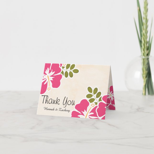 Cartes de remerciement de mariage Fuchsia Hibiscus (Devant)