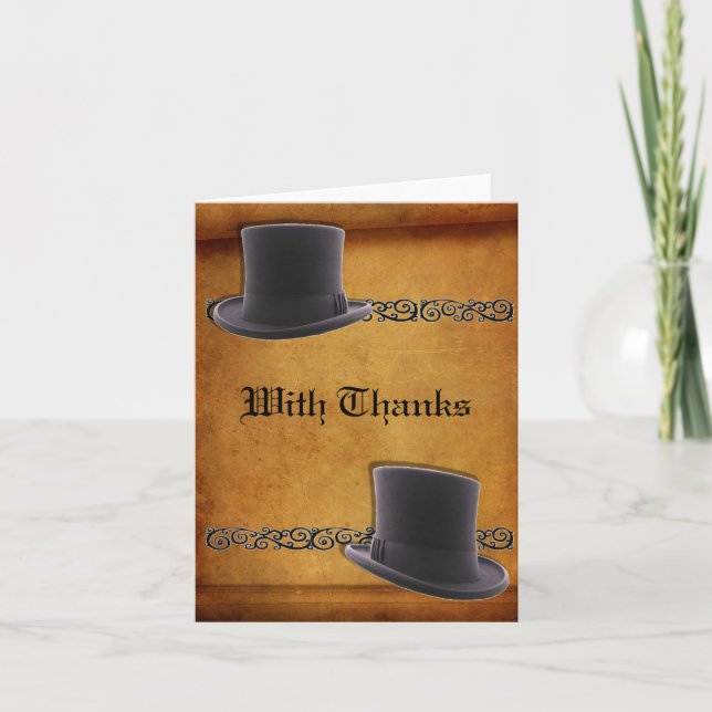 Cartes de remerciement de mariage gay antique (Devant)