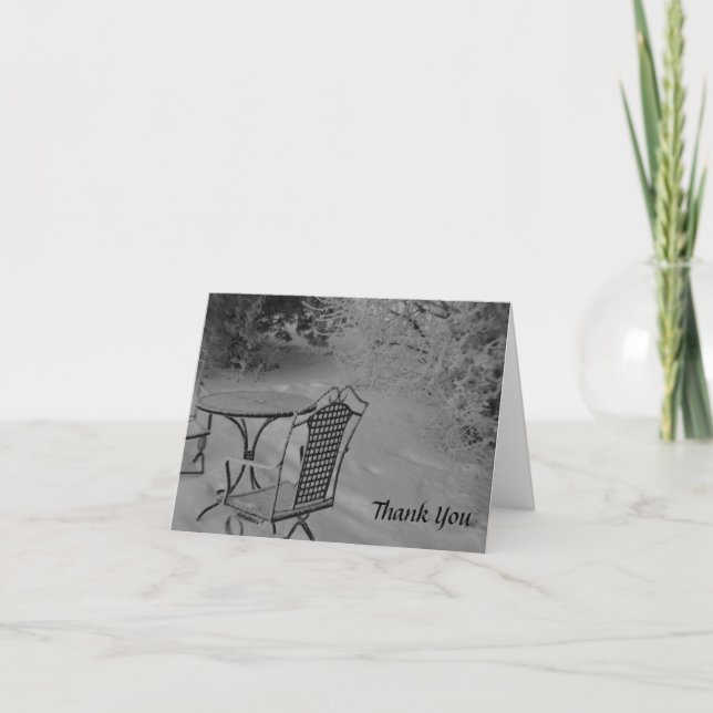 Cartes de remerciement de mariage hivernal noir et (Devant)